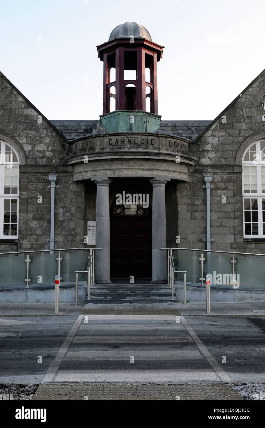 Kilkenny county öffentliche Carnegie Bibliothek Eingang Johns Johns Kai Stockfoto