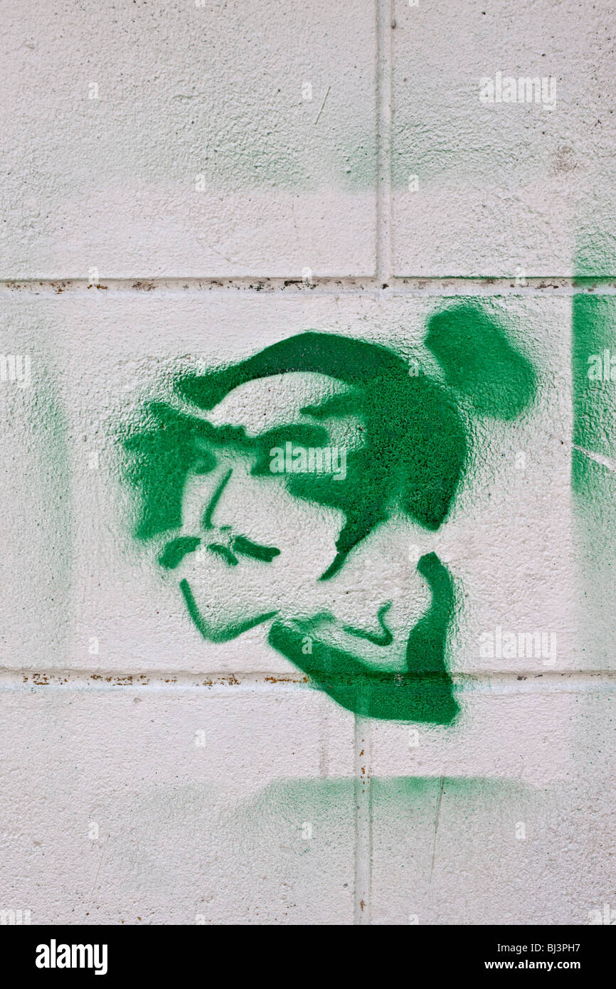 Samurai-Krieger, Graffiti an der Wand Stockfoto