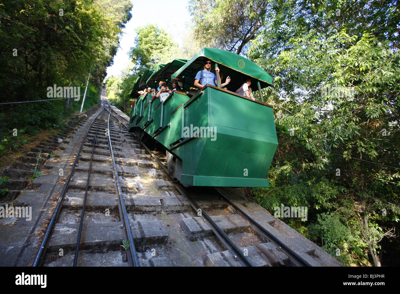 Zahnradbahn, Santiago de Chile, Chile, Südamerika Stockfoto Zahnradbahn, Santiago de Chile, Chile, Südamerika Stockfoto