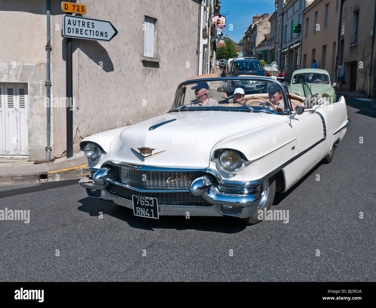 Amerikanische Cadillac Cabrio auf Freude laufen - Indre-et-Loire, Frankreich. Stockfoto