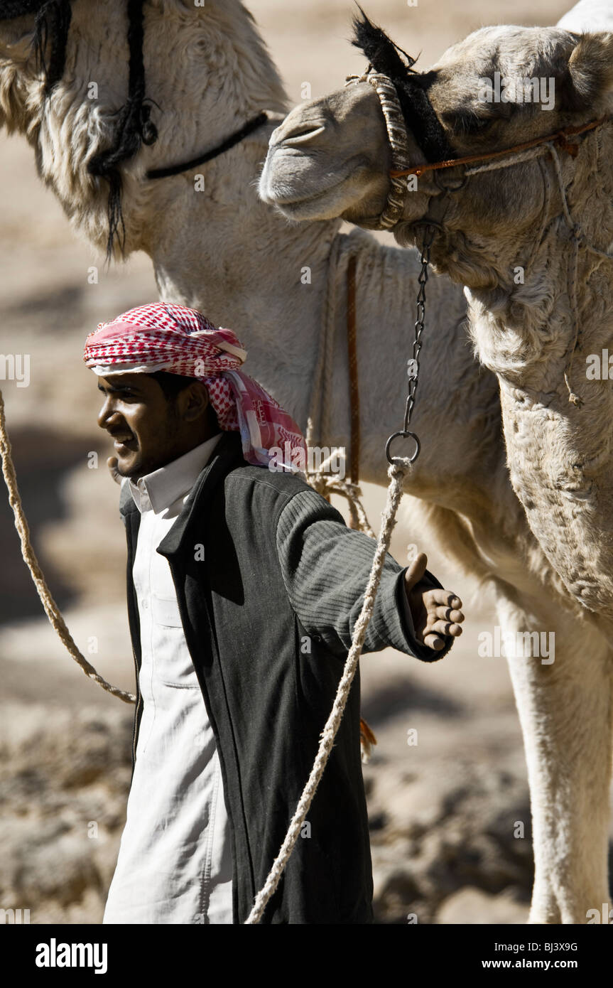 Nomad Beduinen des Sinai Halbinsel in Ägypten auf einem Kamel-Safari in Jebel Gunah Bereich Stockfoto