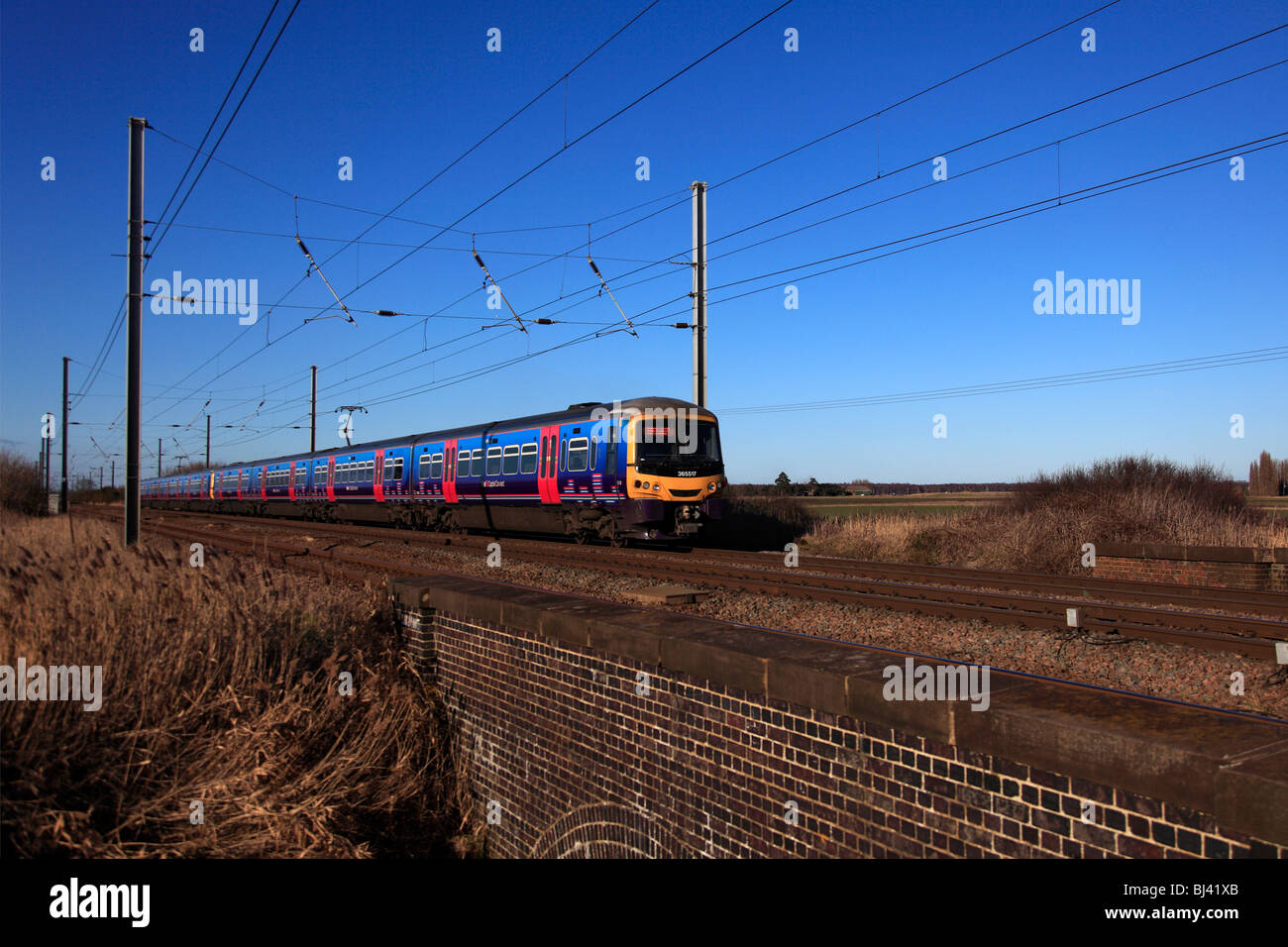 365517 first Capital Connect High-Speed Vorortbahn Einheit East Coast Main Line Railway Cambridgeshire Stockfoto