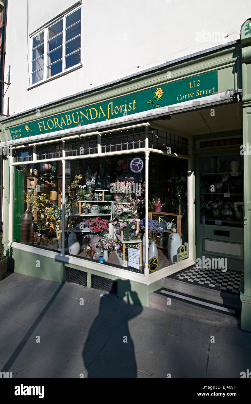 Geschäfte in Ludlow Shropshire Flora Bunda Florist Stockfoto