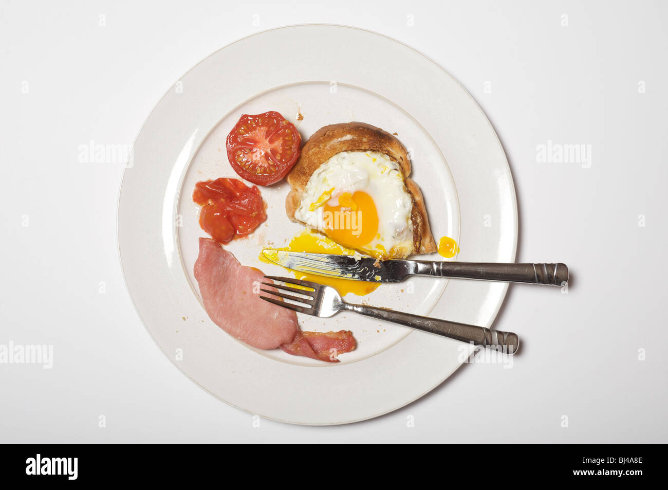 Hälfte gegessen englisches Frühstück Stockfoto