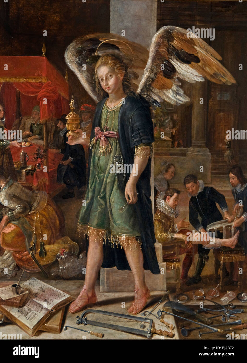 Der Arzt als ein Engel Öl-Malerei-Niederlande 1600 1625 Stockfoto