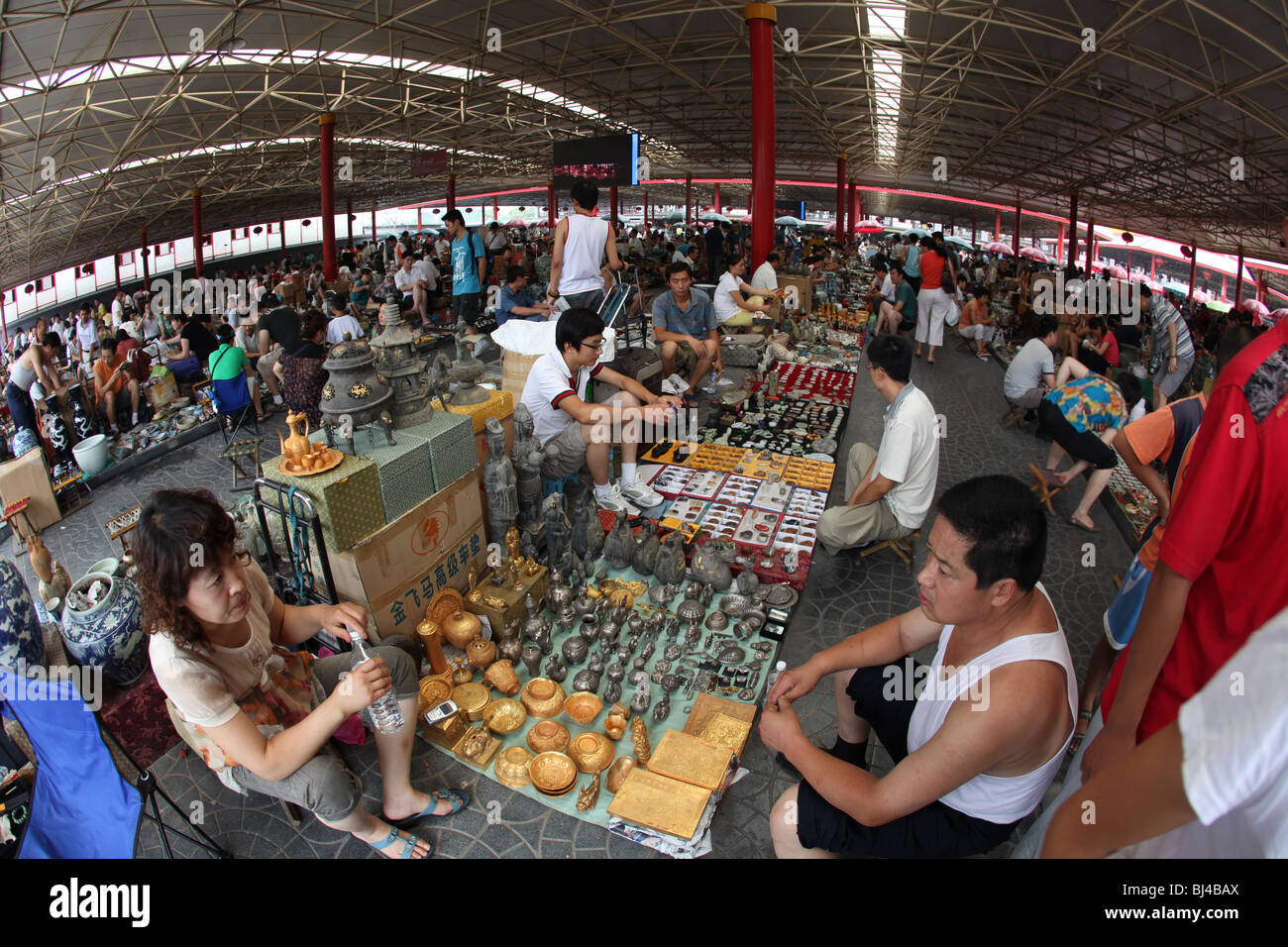 Der Flohmarkt in Peking, fisheye Stockfoto