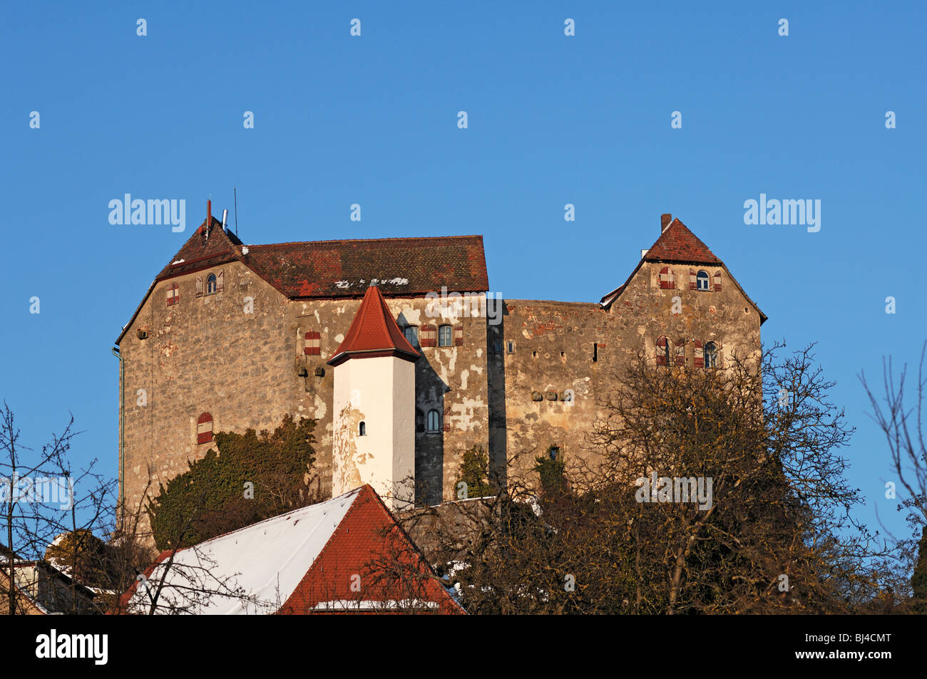 Burg Hiltpoltsteincastle, 11. Jahrhundert, im Winter, Hiltpoltstein, Upper Franconia, Bayern, Deutschland, Europa Stockfoto