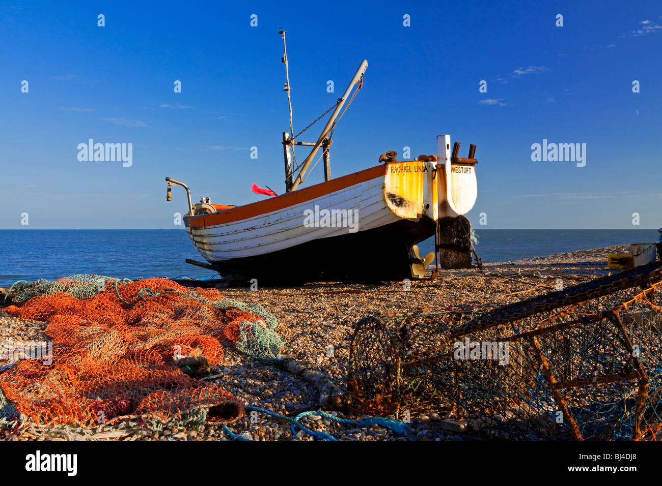Der Strand von Aldeburgh ein Fischerdorf in Suffolk East Anglia England UK einst die Heimat des Komponisten Benjamin Britten Stockfoto