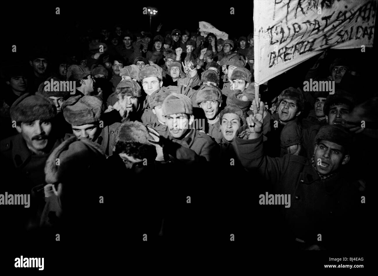 Soldaten-Vorführung über die Entlohnung. Bukarest. Stockfoto