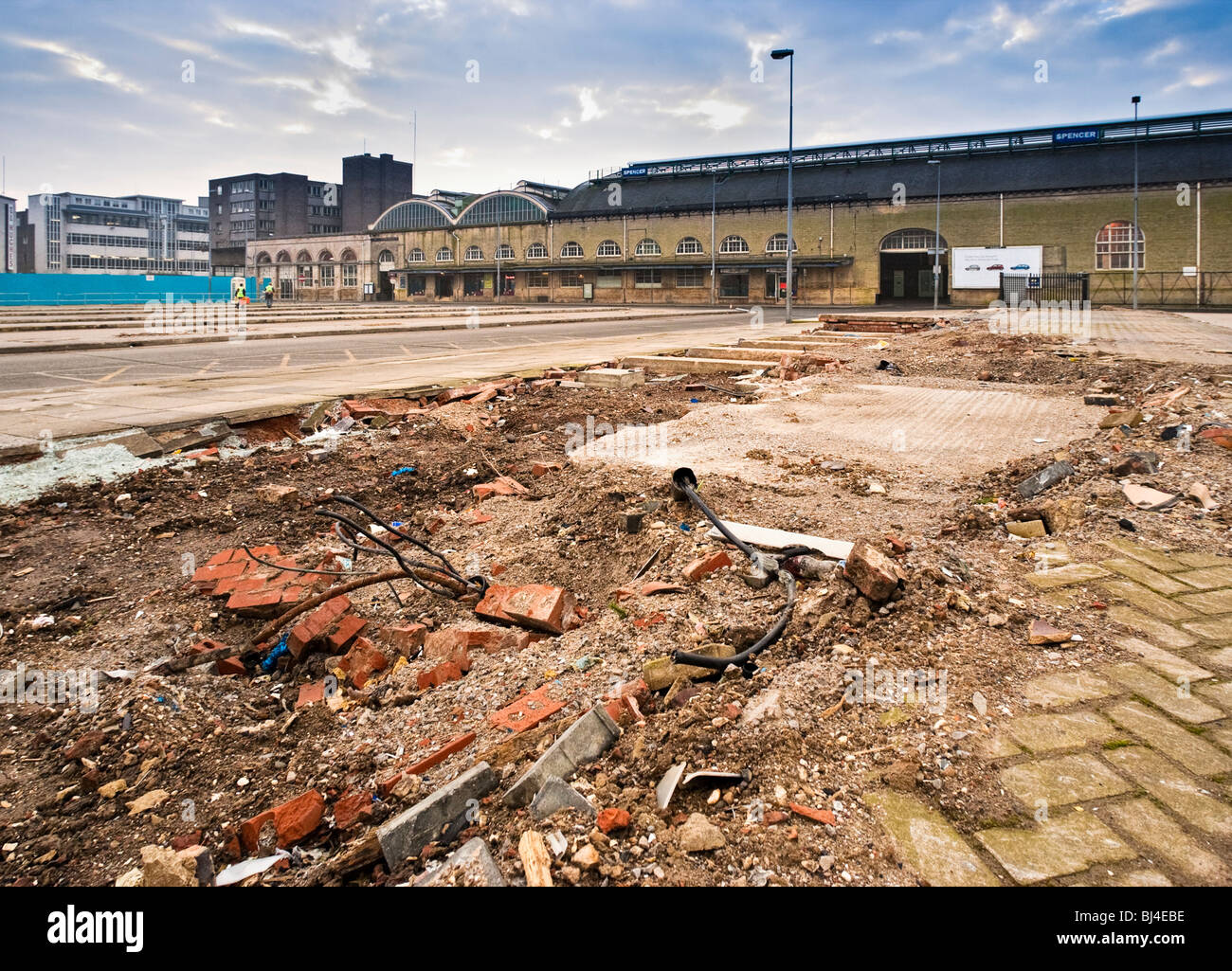 Verfallene Brachland Baustelle, UK Stockfoto