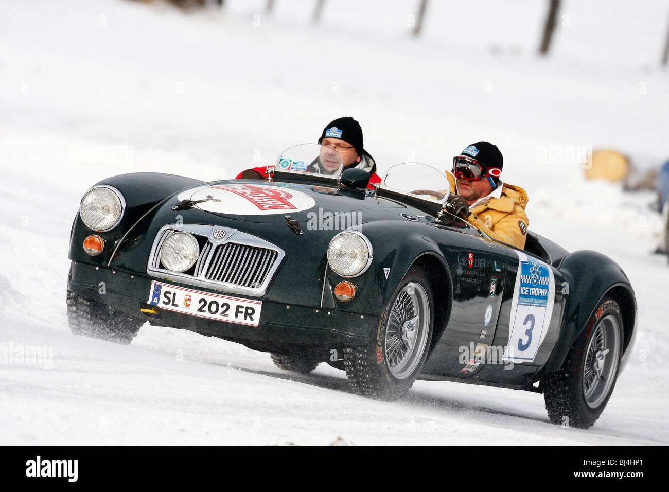 MG A Le Mans, Baujahr 1960, Oldtimer winter Rennen, Historic Ice Trophy 2010, Altenmarkt Im Pongau, Salzburg, Austria, Europe Stockfoto
