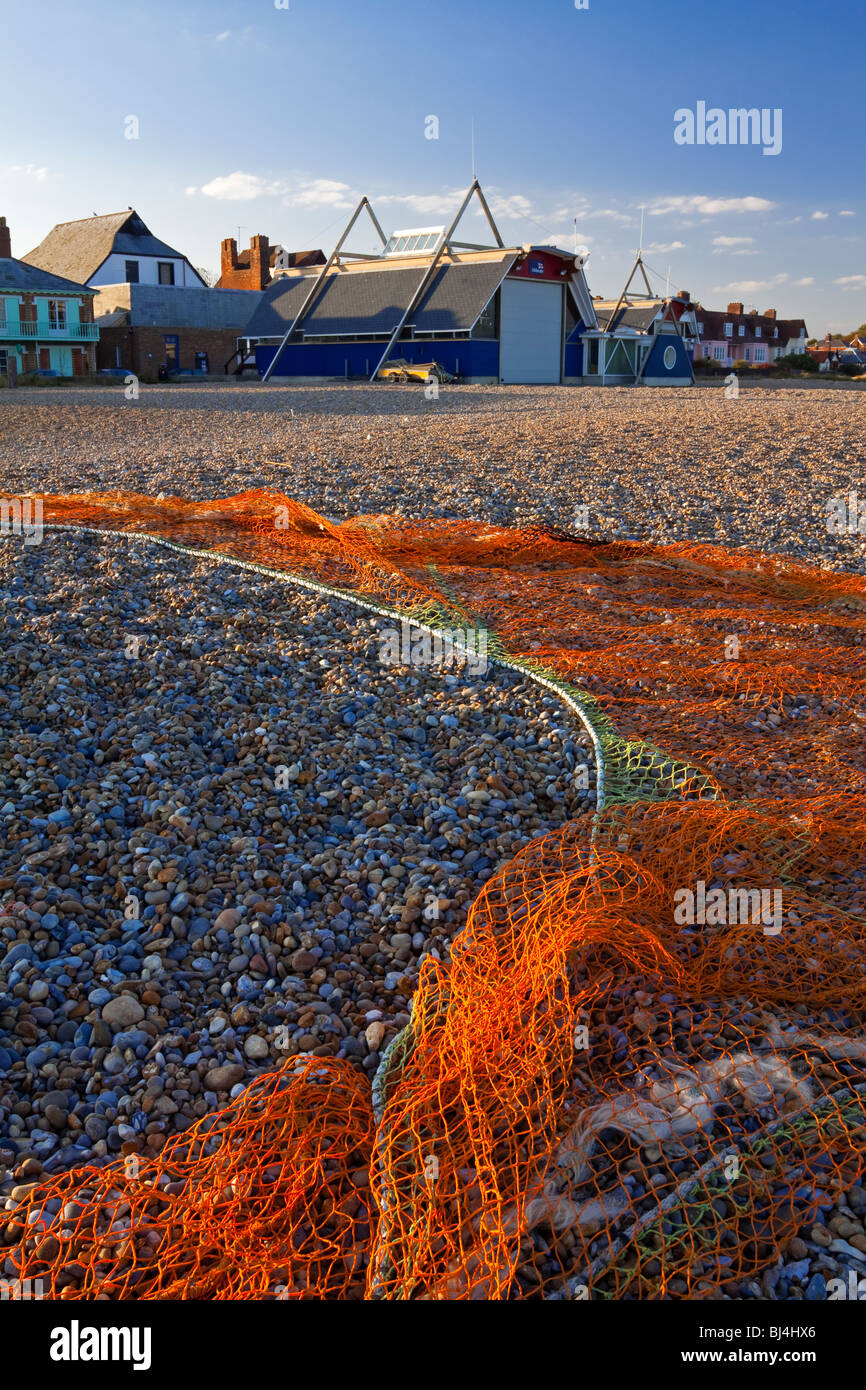 Der Strand von Aldeburgh ein Fischerdorf in Suffolk East Anglia England UK einst die Heimat des Komponisten Benjamin Britten Stockfoto