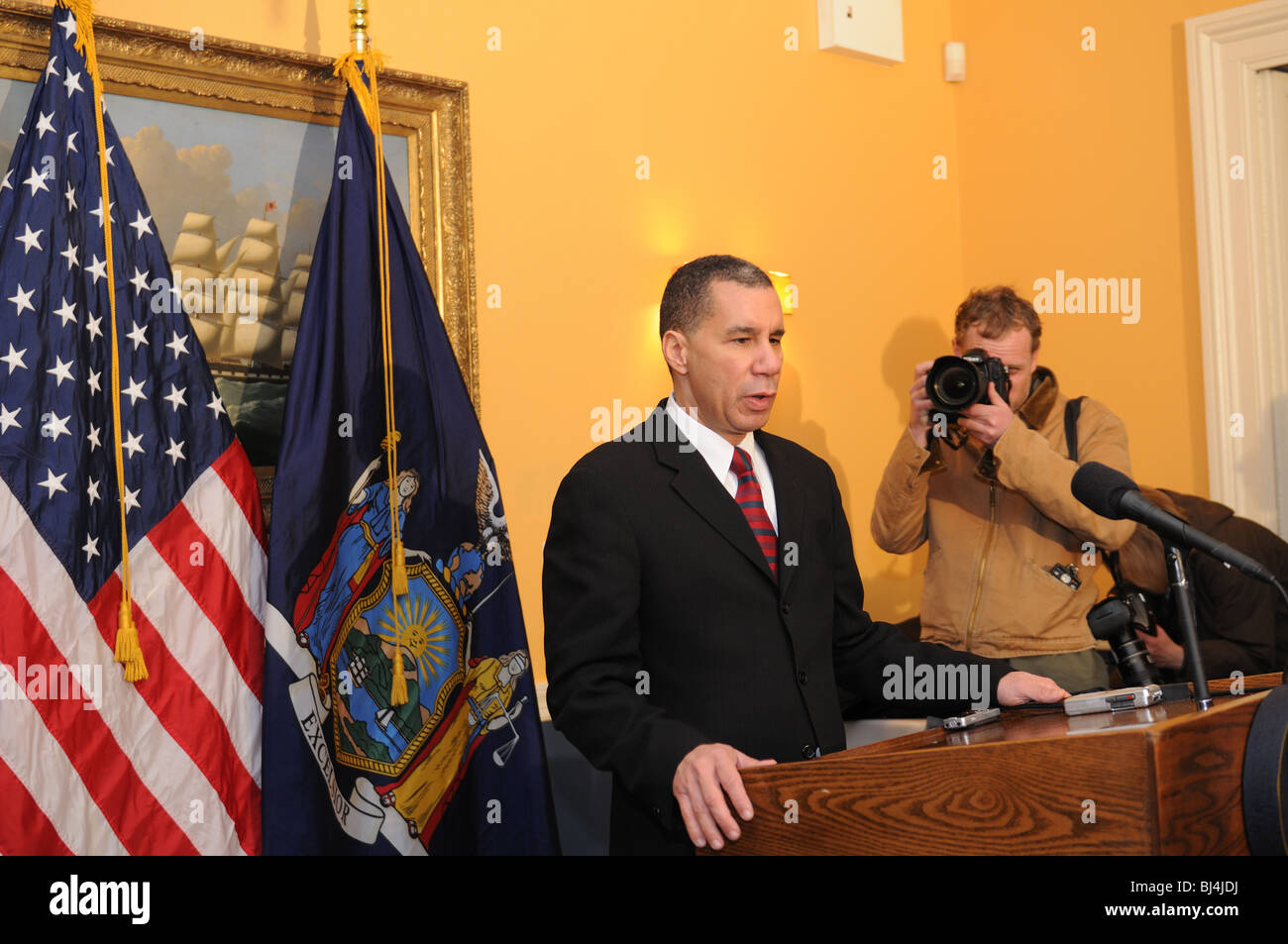 Gouverneur David A. Paterson, Gouverneur des Bundesstaates New York, anlässlich einer Pressekonferenz am 10. März 2010. Stockfoto