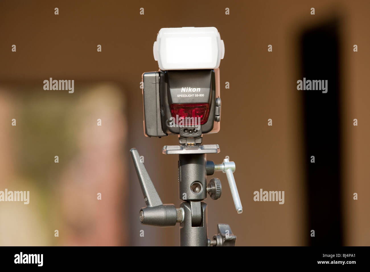 Nikon SB-800 Blitzgerät auf Stativ Fernauslöser Stockfoto