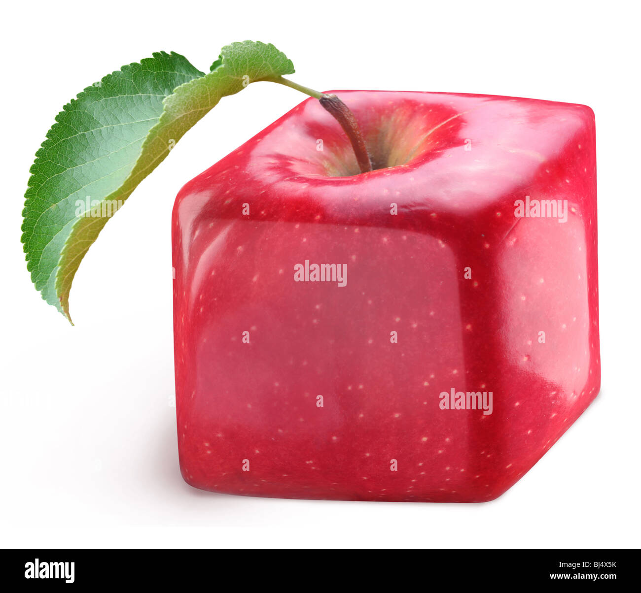 Würfel Apfel auf einem weißen Hintergrund Stockfoto