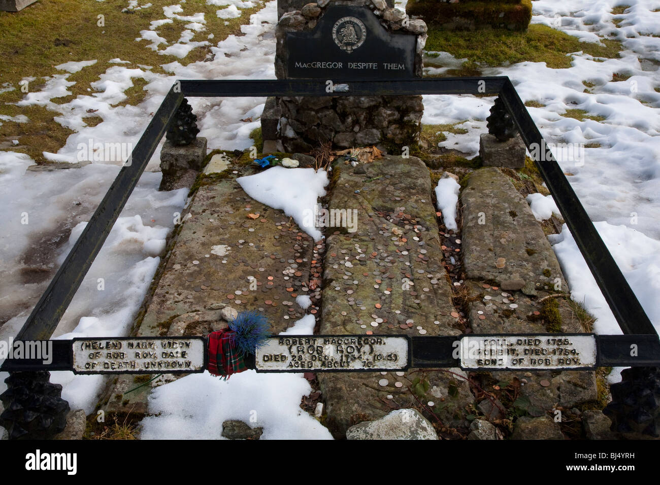 Rob Roys Grab, Balquhidder der Pfarrkirche, Schottland Stockfoto