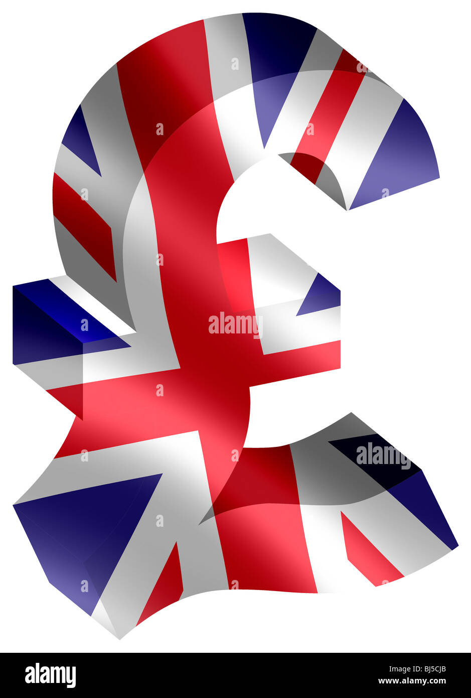 Pfund £ Symbol in 3-d-dreidimensional mit UK Vereinigtes Königreich Großbritannien England Schottland Flagge Gösch Stockfoto