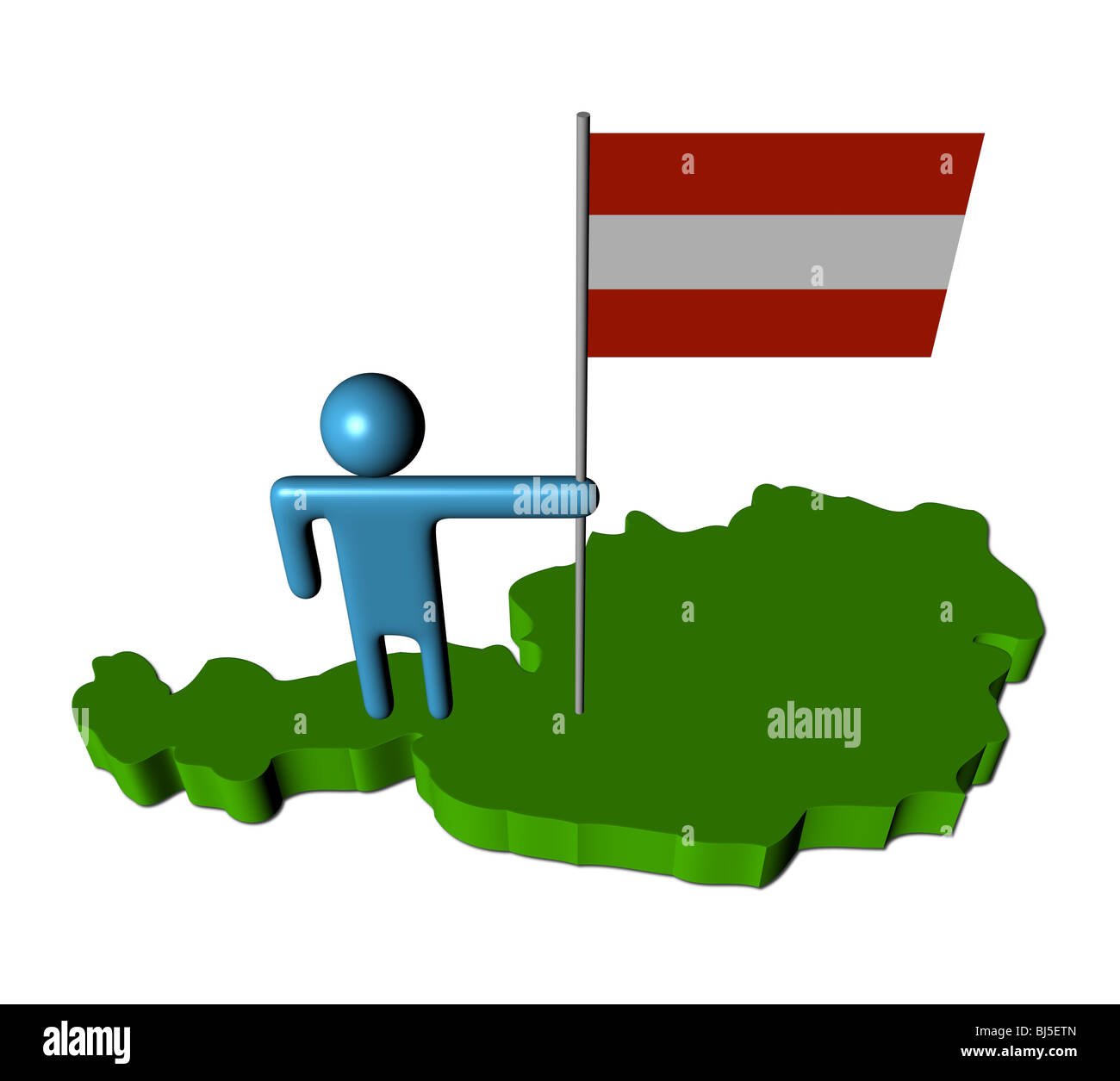 abstrakte Person mit österreichischer Flagge auf Karte Abbildung Stockfoto