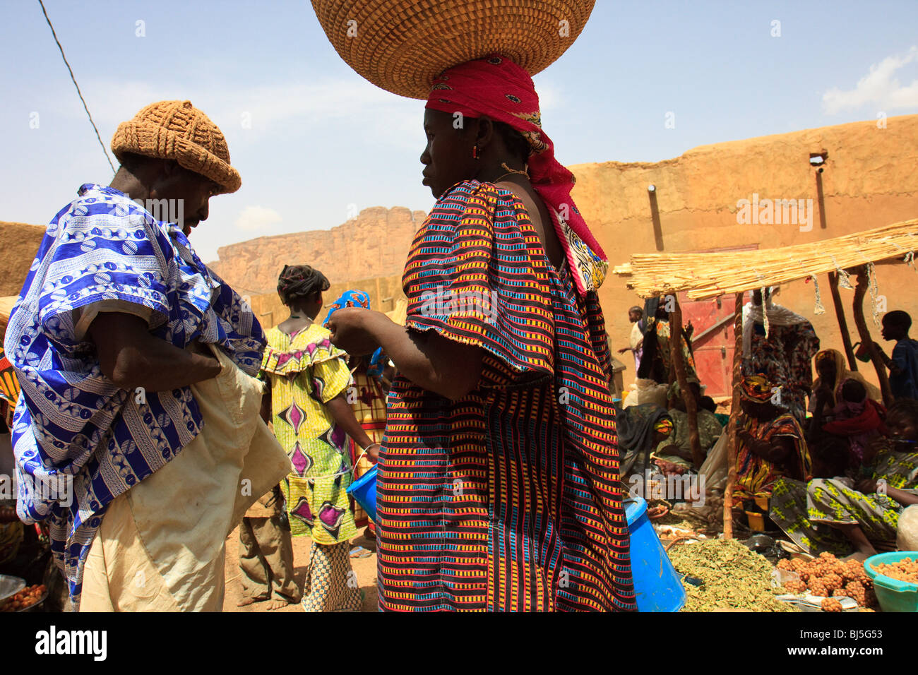 Afrika-Boni-Obst-Gemüse Stände Mali Markt Stockfoto