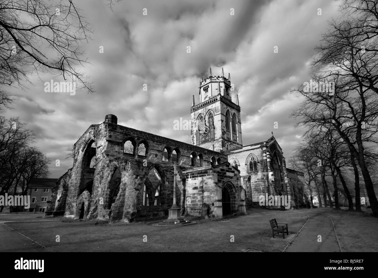 Allerheiligenkirche, zerstört teilweise seit dem englischen Bürgerkrieg in Pontefract, West Yorkshire Stockfoto