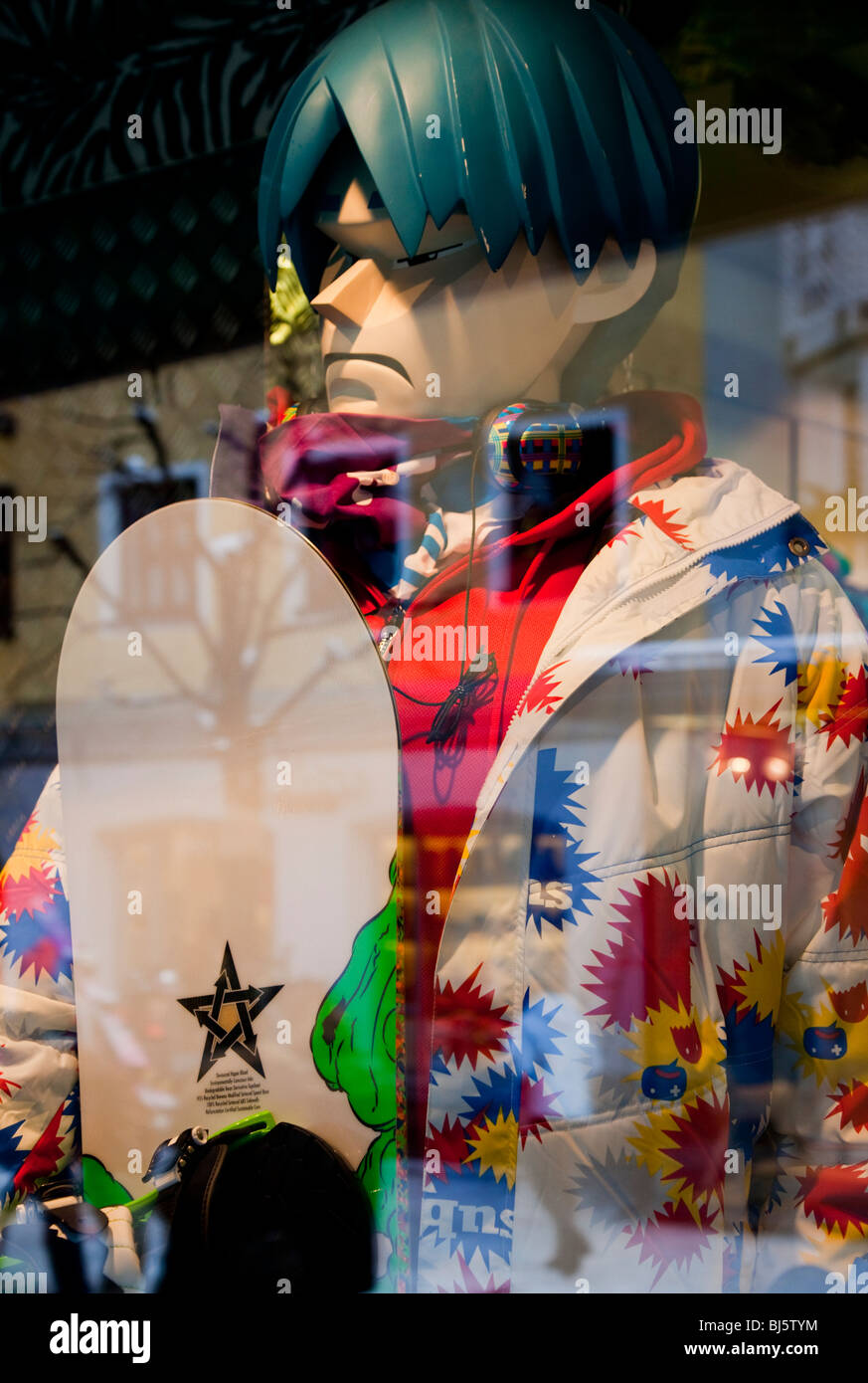 Snowboard Fenster Dummy St. Anton-Österreich-Europa Stockfoto