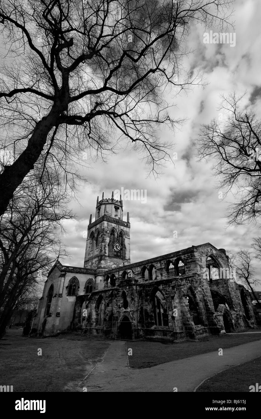 Allerheiligenkirche, zerstört teilweise seit dem englischen Bürgerkrieg in Pontefract, West Yorkshire Stockfoto