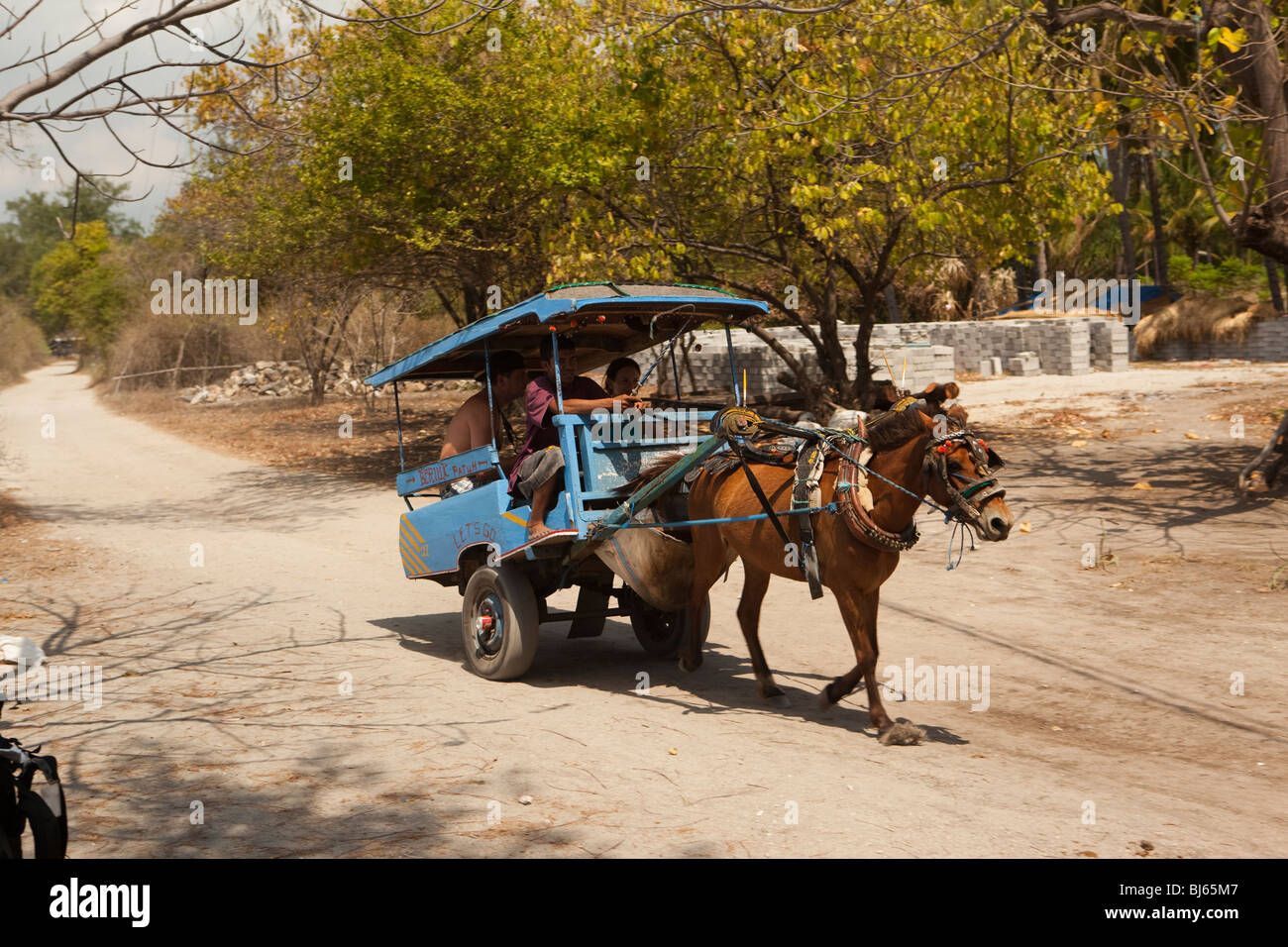 Indonesien, Lombok, Gili Trawangan, Cidomo Pferd angetrieben taxi Stockfoto