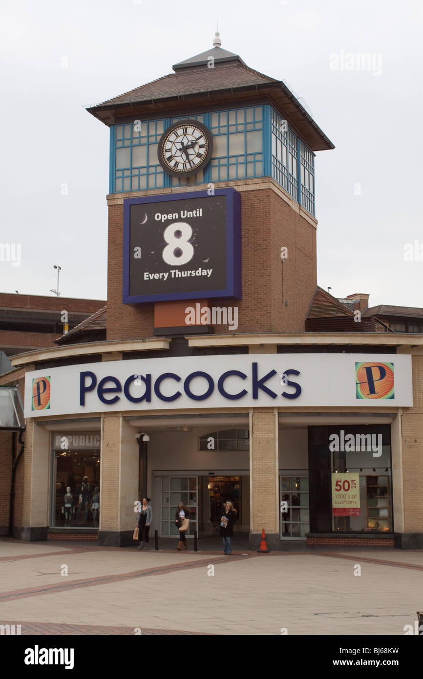 Pfauen Einkaufszentrum Woking Stockfoto