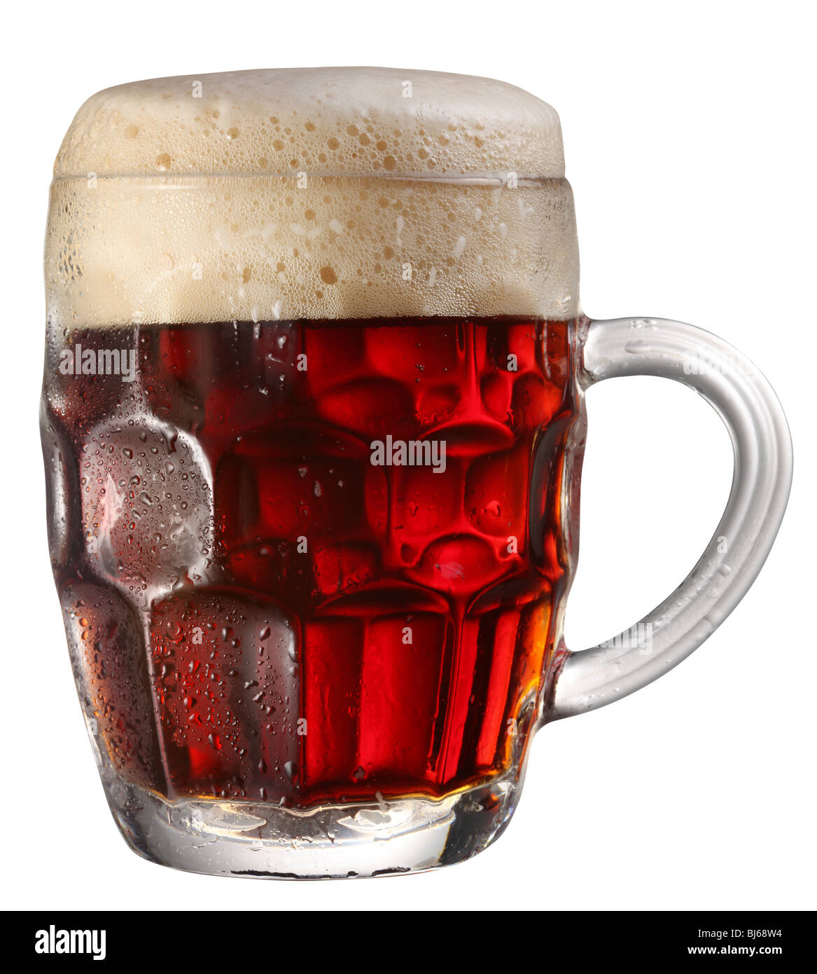 Glas Bier auf weißem Hintergrund Stockfoto