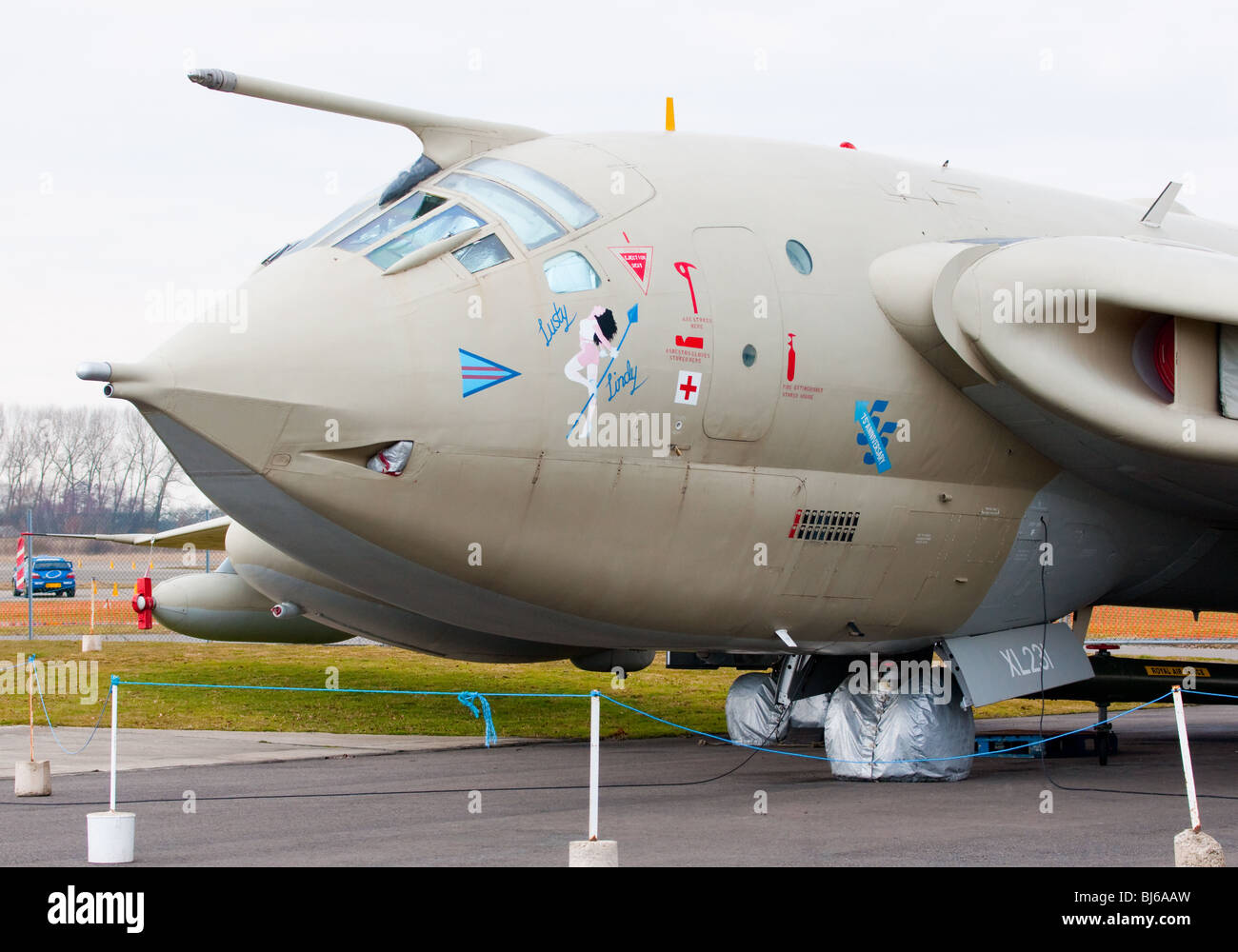 Handley Page Victor K2 airborne Tanker Ex-V-Bomber erhalten im Yorkshire Air Museum, zogen, in der Nähe von York Stockfoto