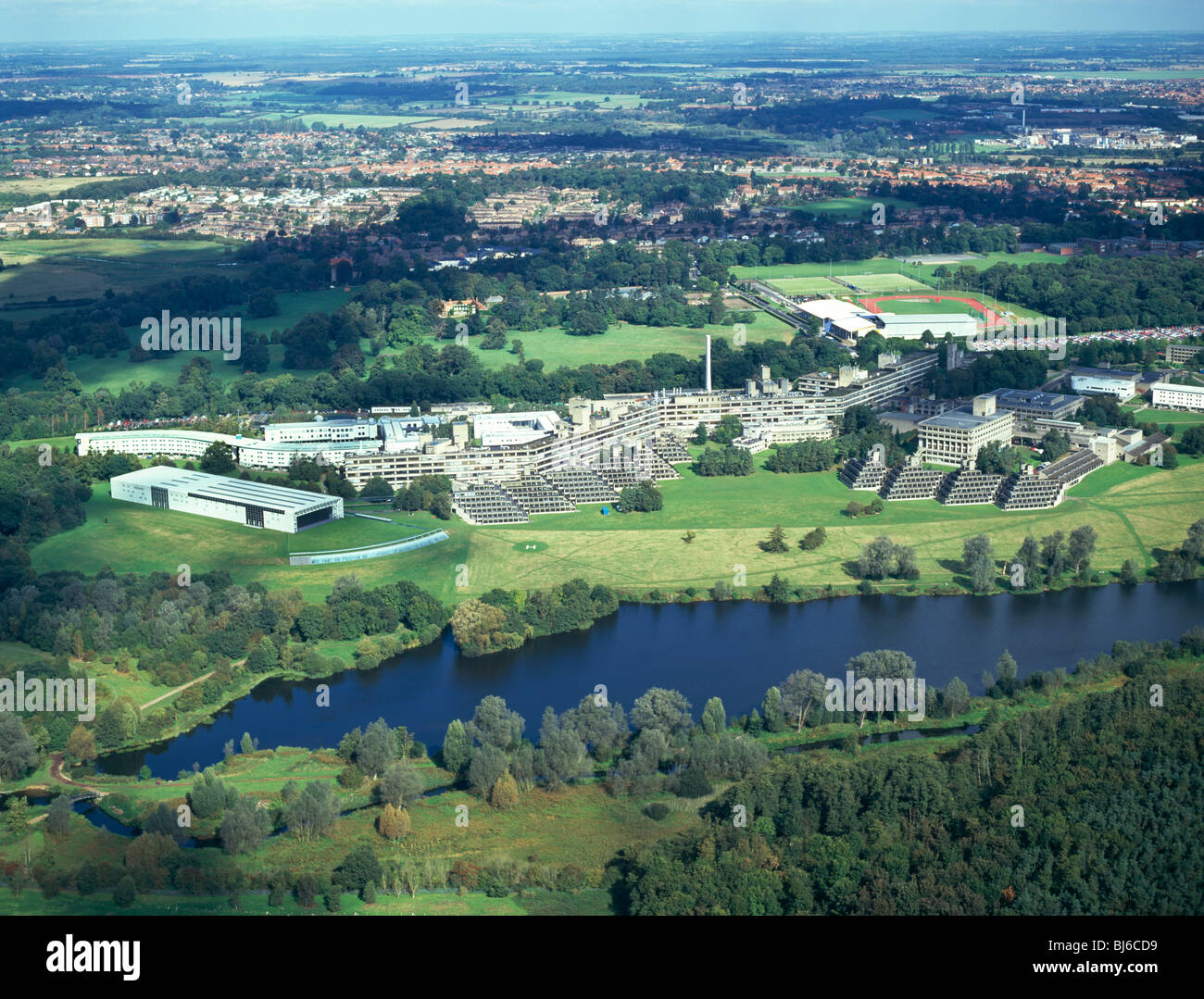 Luftaufnahme der University of East Anglia, Norwich, Norfolk, england Stockfoto