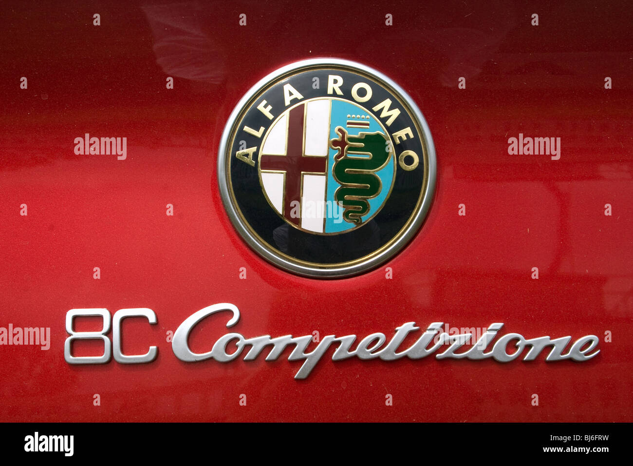 Alfa Romeo 8C Competizione Abzeichen. Stockfoto