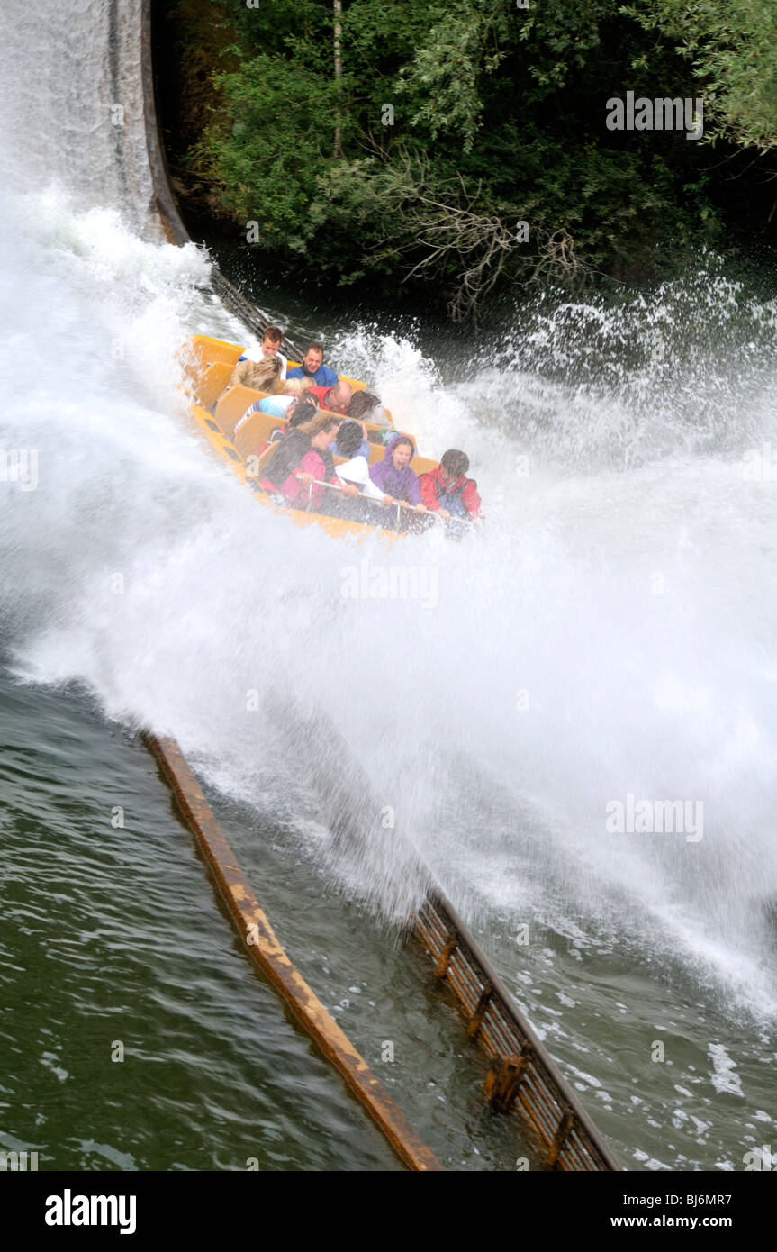 Grand Splash im Parc Asterix, France. Stockfoto
