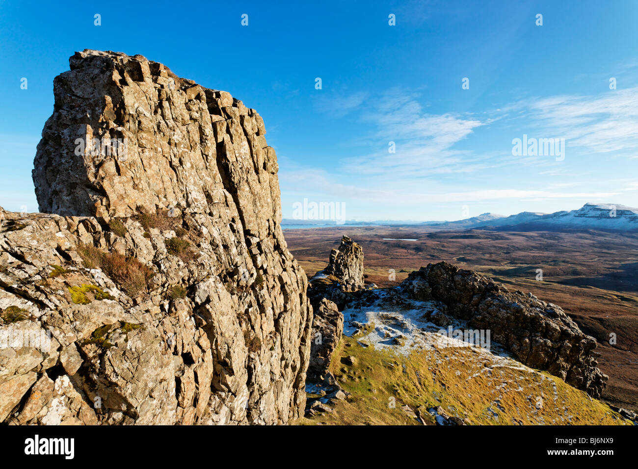 Felsformation im Quirang, Isle Of Skye, Schottland, Großbritannien. Stockfoto