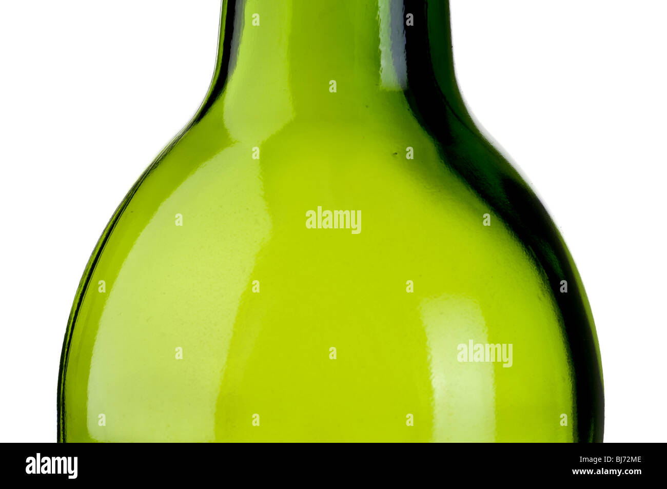 abstrakt Nahaufnahme von einer leeren grünen Flasche Wein Stockfoto