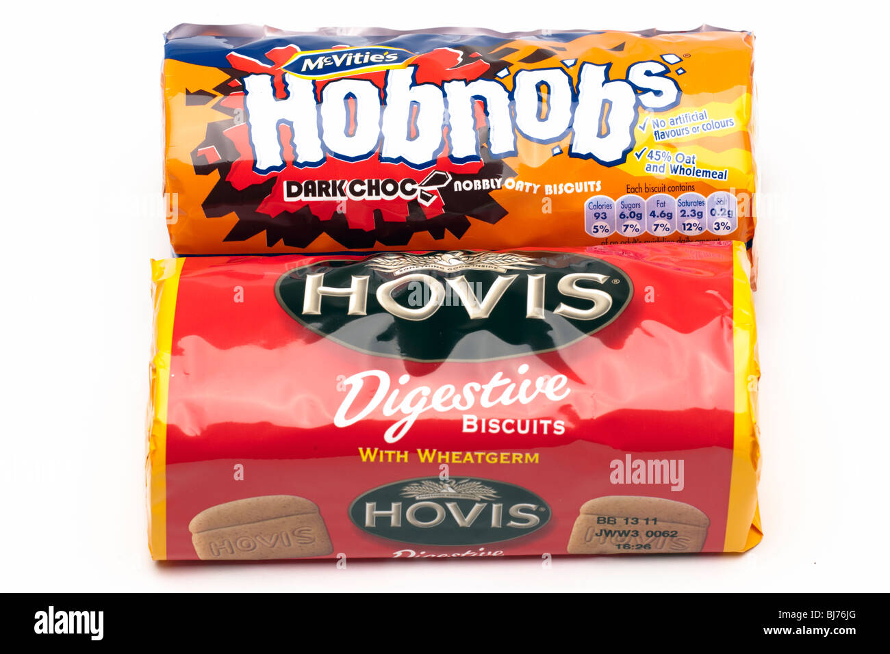 Päckchen Hovis und Hobnobs Kekse Stockfoto