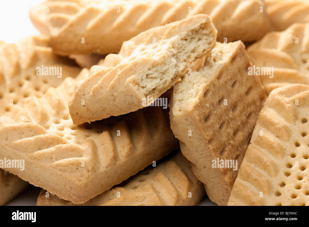 Zerbrochene Butterkekse Keks Stockfoto