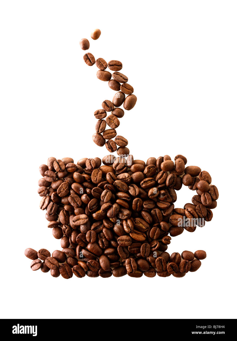 Kaffeebohnen in der Form einer Kaffeetasse. Stock Foto Stockfoto