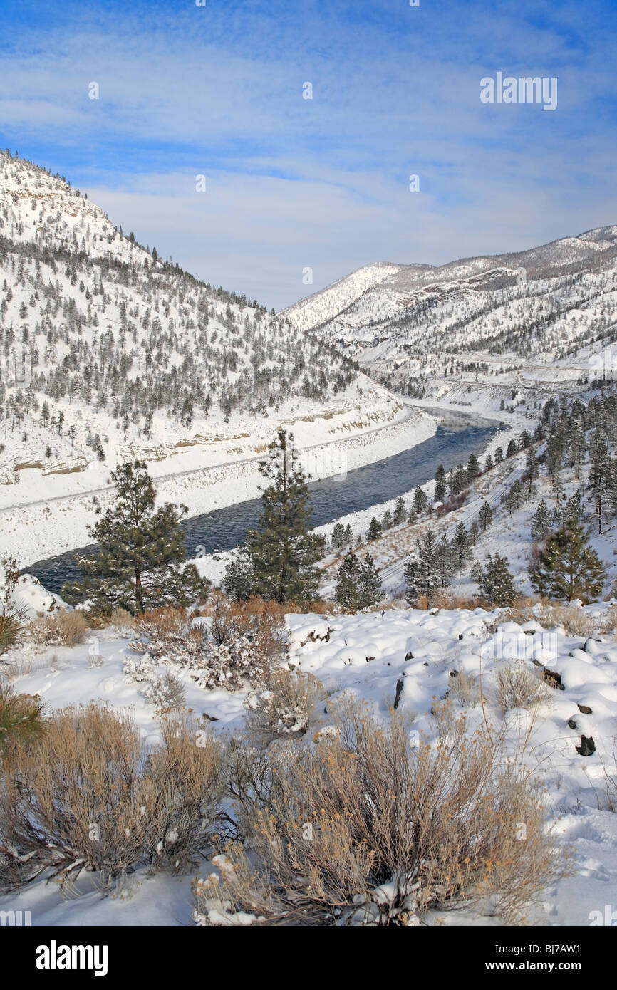 Malerische des Thompson River und das Tal, in der Nähe von Spences Bridge, Britisch-Kolumbien Stockfoto