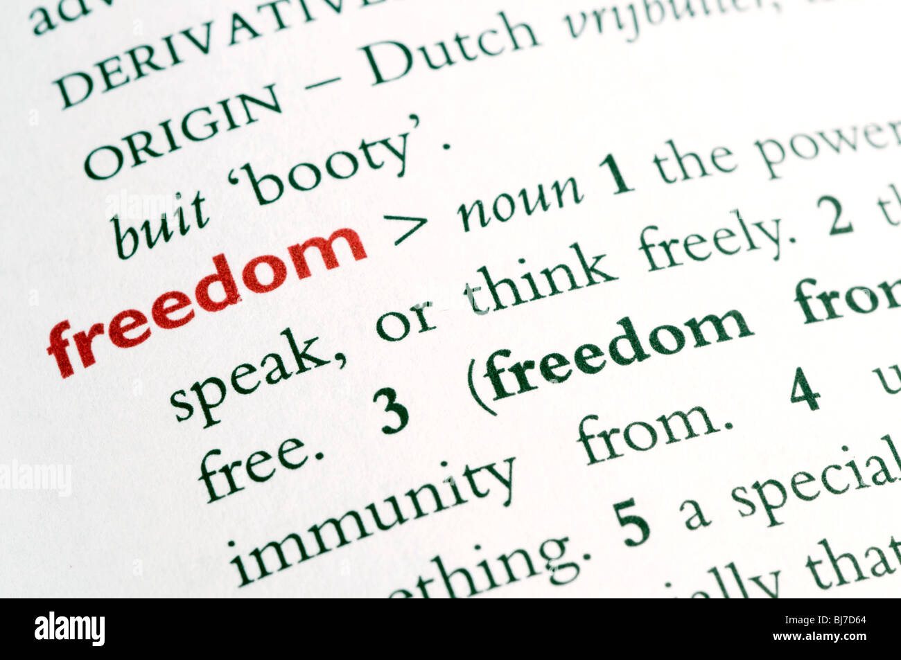Wörterbuch-Definition des Wortes "Freiheit" Stockfoto