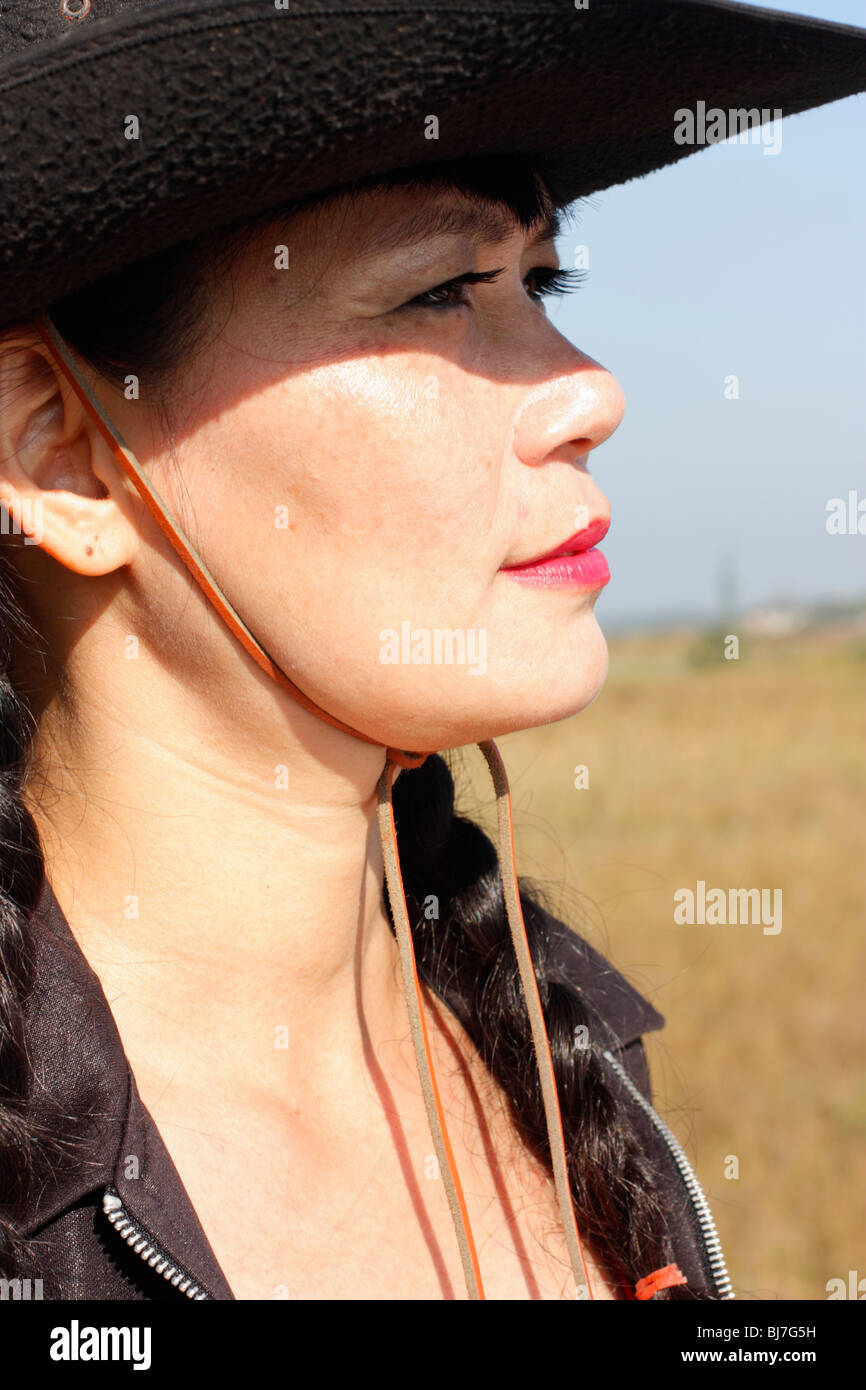 Porträt einer taiwanesischen Pferdetrainer. Tainan, Taiwan Stockfoto