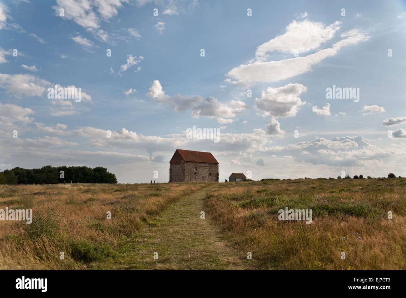 St.-Peter Kapelle (St. Peters an der Wand), Bradwell auf Sea, Essex, 653-4 AD, 1920 restauriert und Standort der römischen Bauwerke Fort Othona Stockfoto