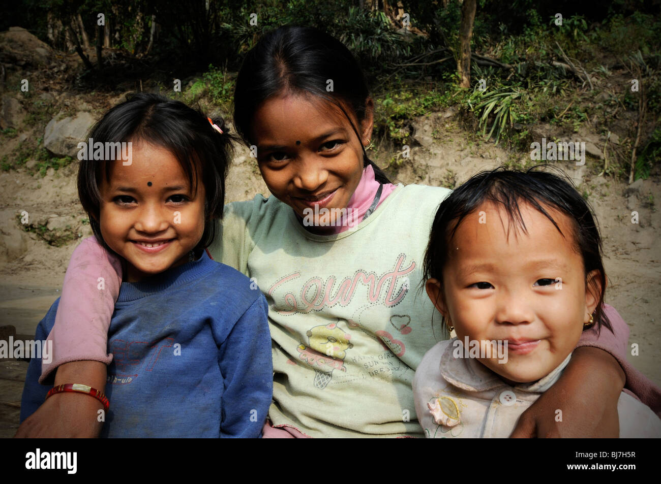 Nepalesische Kinder in Chyawabesi, Nepal Stockfoto