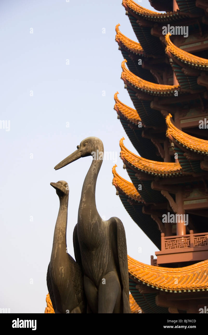 Detail der Yellow Crane Tower in Wuhan, Provinz Hubei, China Stockfoto