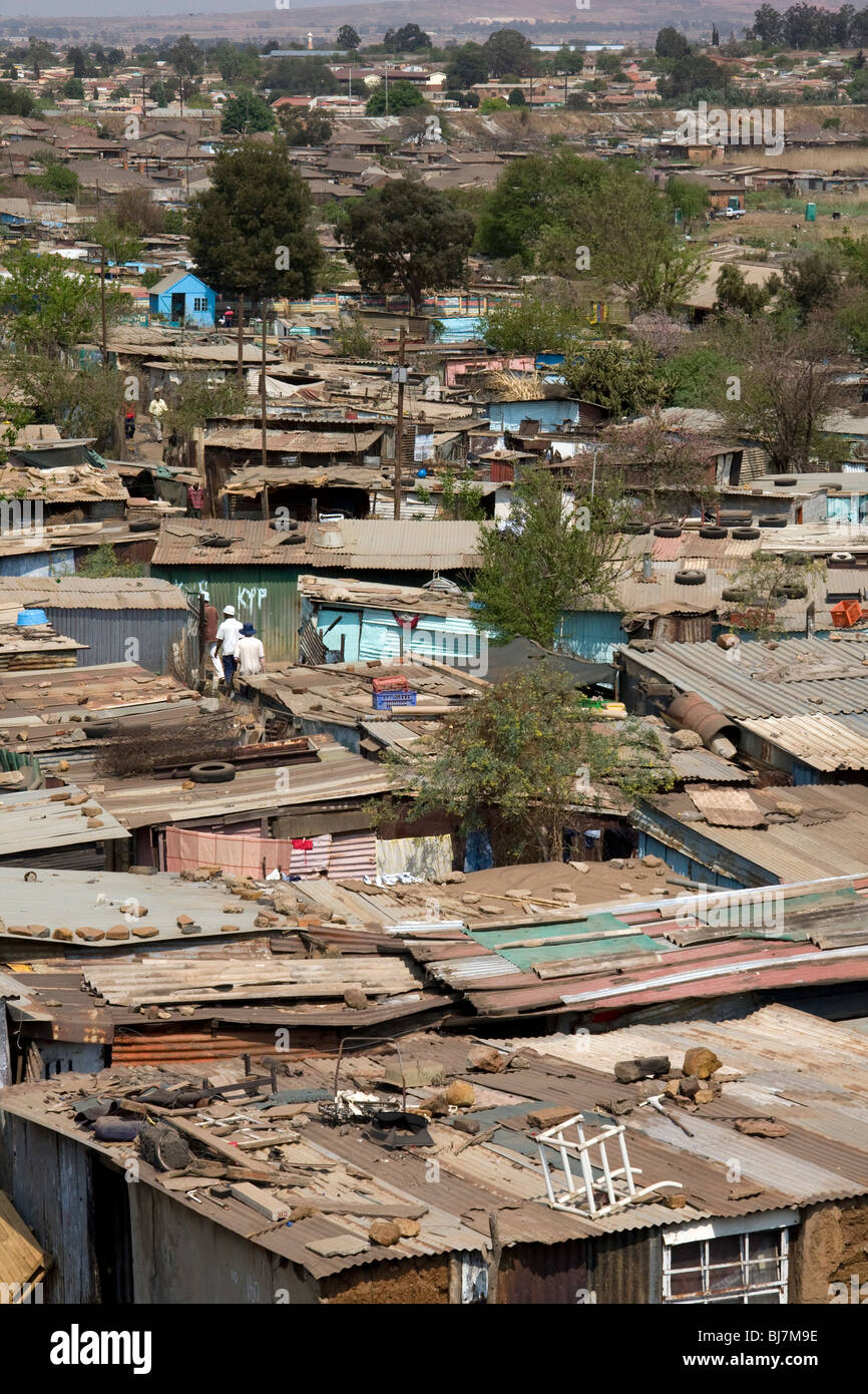 Elendsviertel in Soweto, Johannesburg, Südafrika. Stockfoto