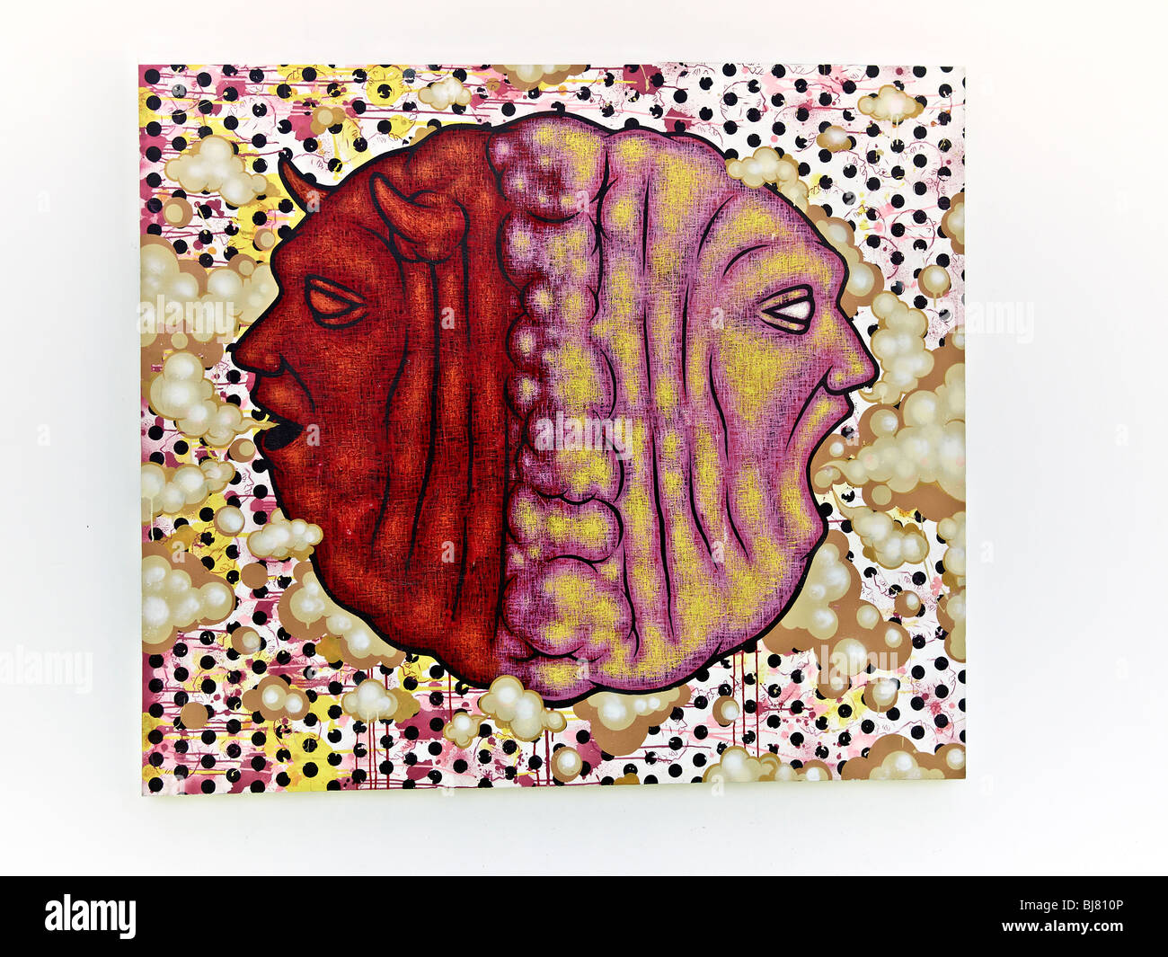 Fantasy-Kunst Malerei, die ein humorvolles Beispiel von Mundgeruch zeigt Stockfoto