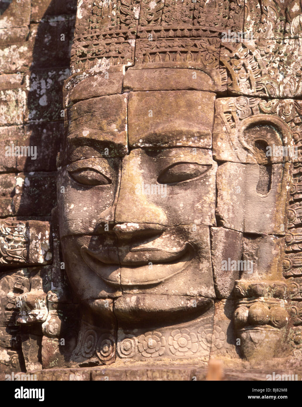 Gesichter von Avalokiteshvara, Bayon Tempel, Angkor Thom, Siem Reap, Kambodscha Stockfoto