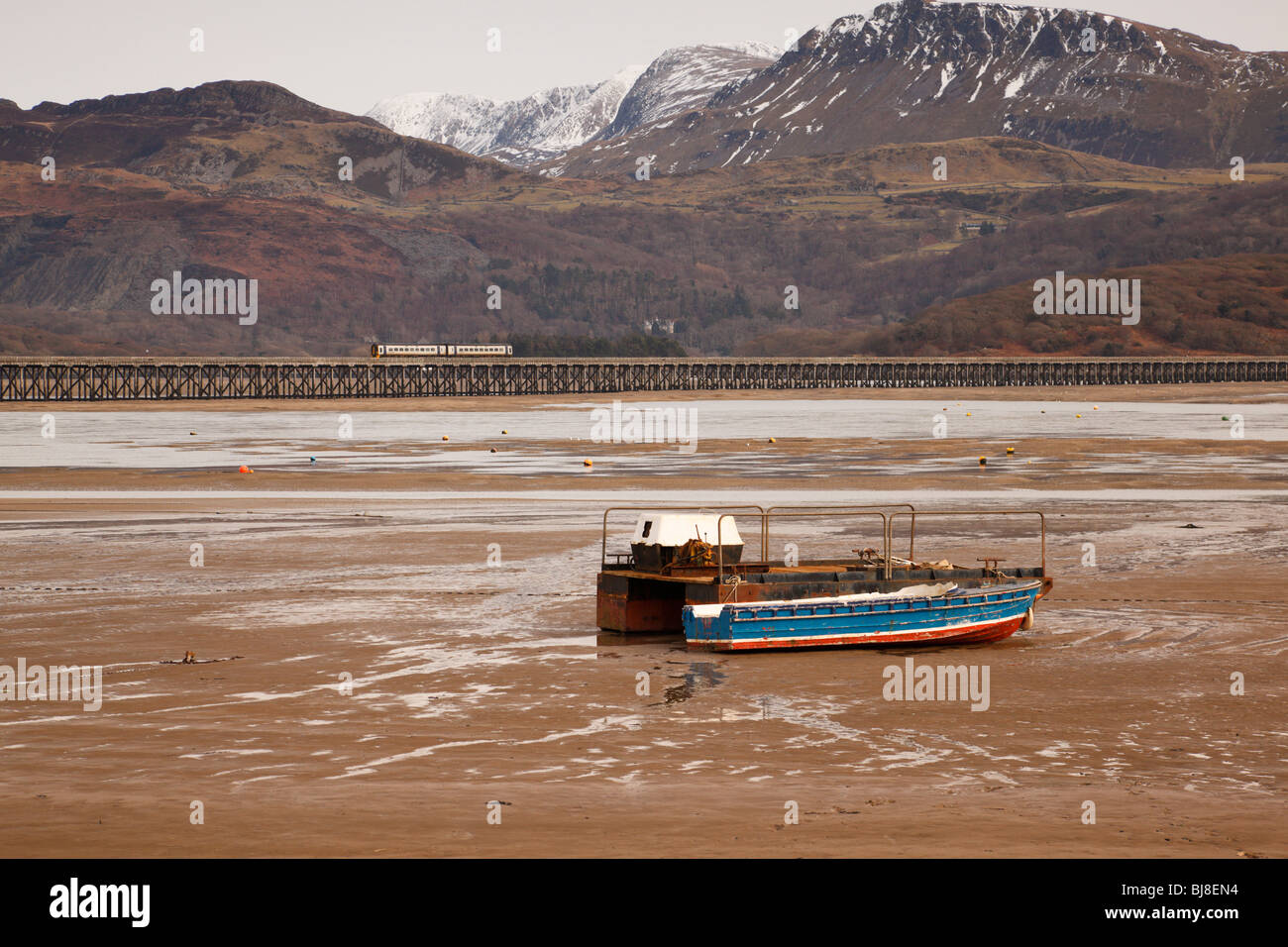 Blick auf Barmouth, Cader Idris Gwynedd, Wales. Stockfoto