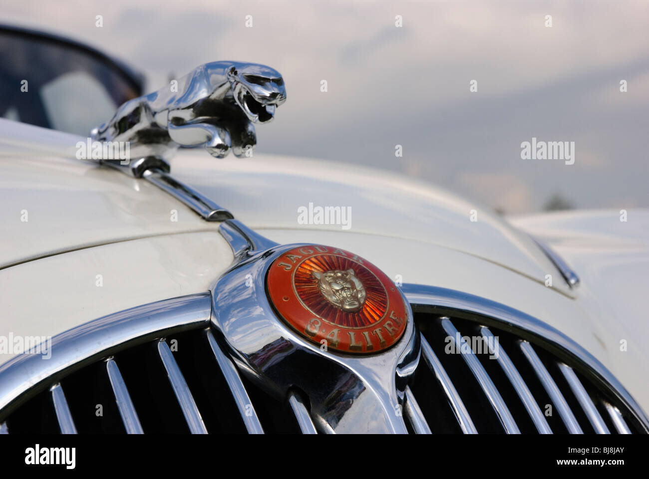 Nahaufnahme von vorne ein weißes 1967 Jaguar 3.4 Liter Mk2 "Typ Stockfoto