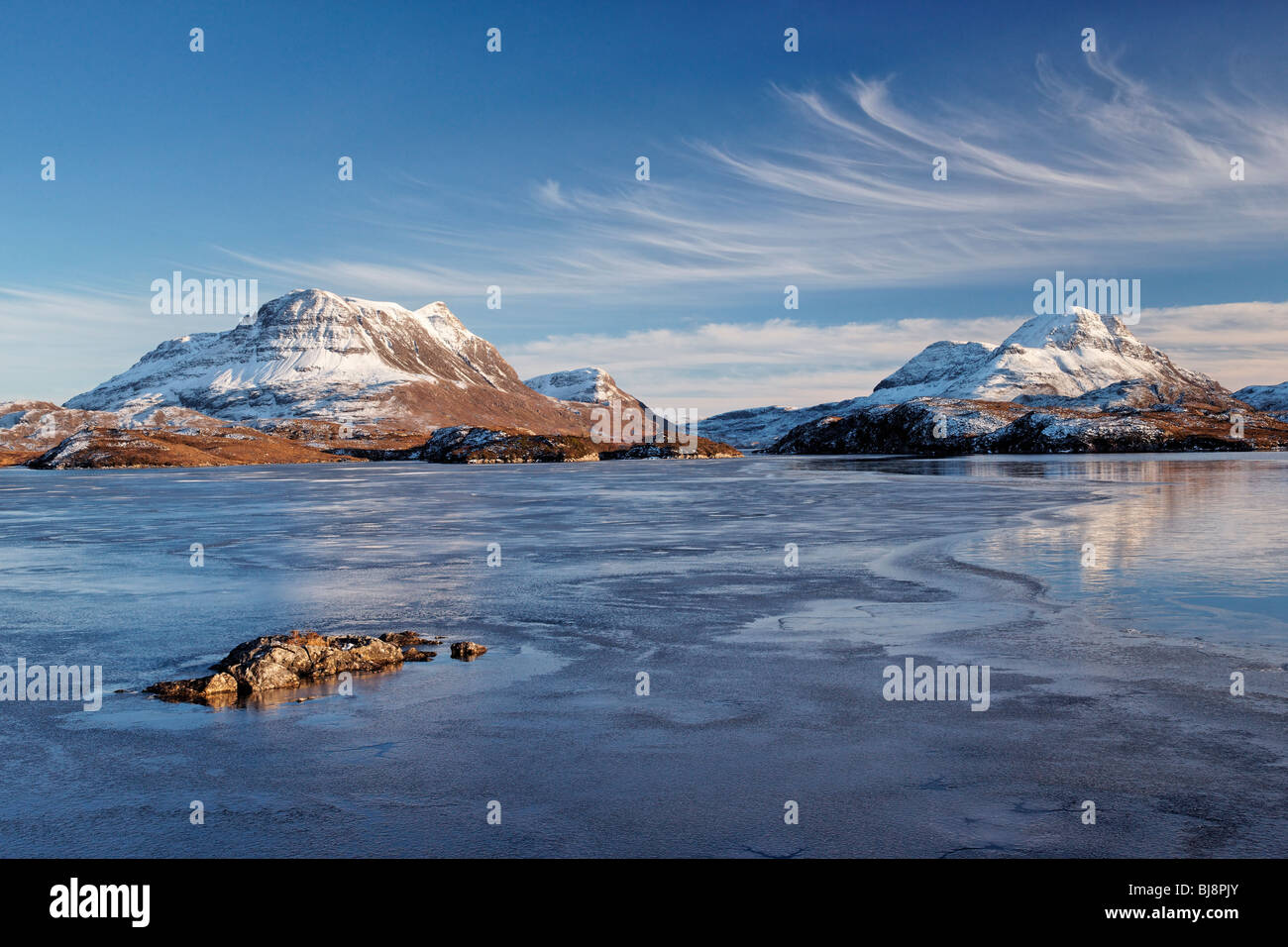 Mor Cul, Cul Beag und Loch Sionascaig, Inverpolly, Ross und Cromarty, Schottland, UK. Stockfoto